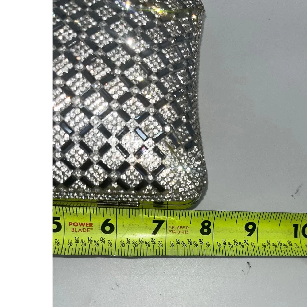 Silver Rhinestone Evening Clutch Bag Party Prom Wedding‎ Cocktail Sparkly